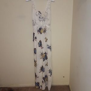 Lace top floral maxi dress